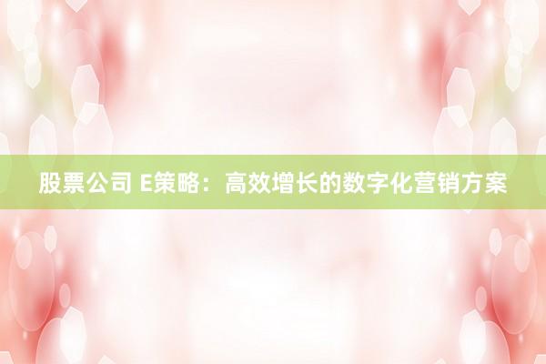 股票公司 E策略：高效增长的数字化营销方案