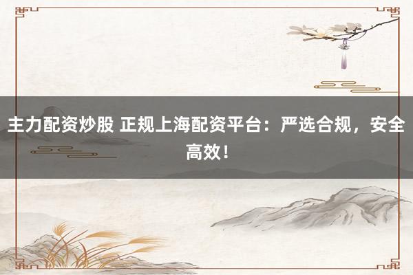 主力配资炒股 正规上海配资平台：严选合规，安全高效！