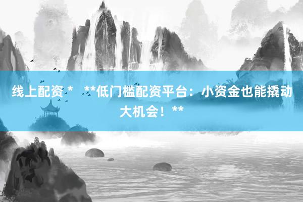 线上配资 *   **低门槛配资平台：小资金也能撬动大机会！**