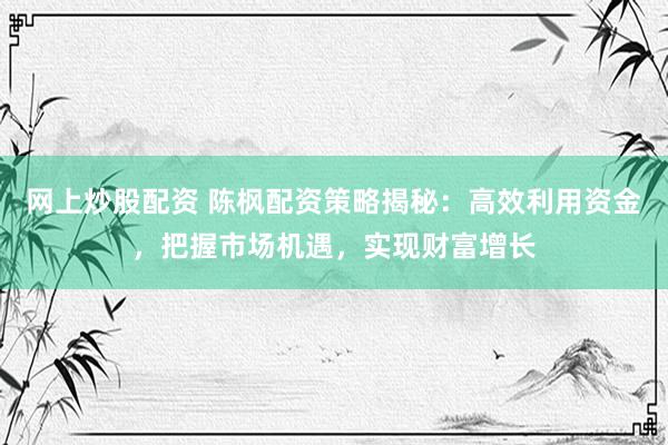 网上炒股配资 陈枫配资策略揭秘：高效利用资金，把握市场机遇，实现财富增长
