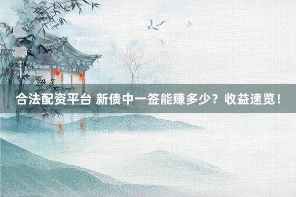 合法配资平台 新债中一签能赚多少？收益速览！