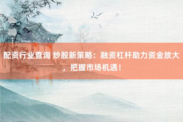 配资行业查询 炒股新策略：融资杠杆助力资金放大，把握市场机遇！
