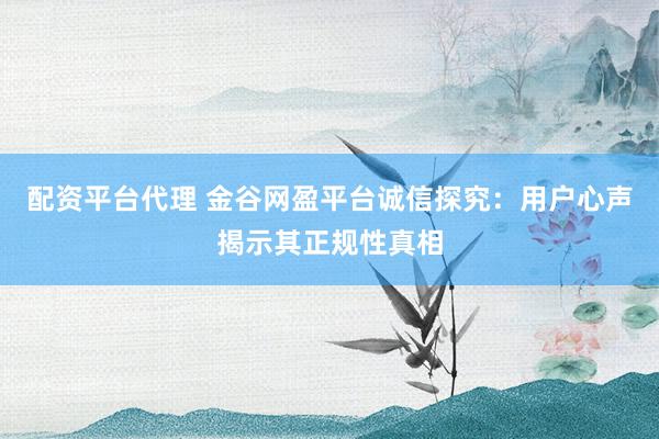 配资平台代理 金谷网盈平台诚信探究：用户心声揭示其正规性真相