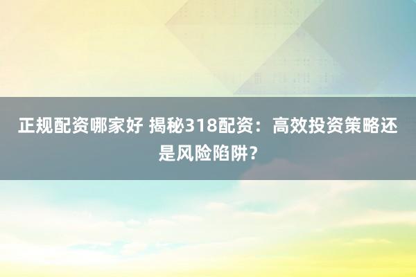 正规配资哪家好 揭秘318配资：高效投资策略还是风险陷阱？