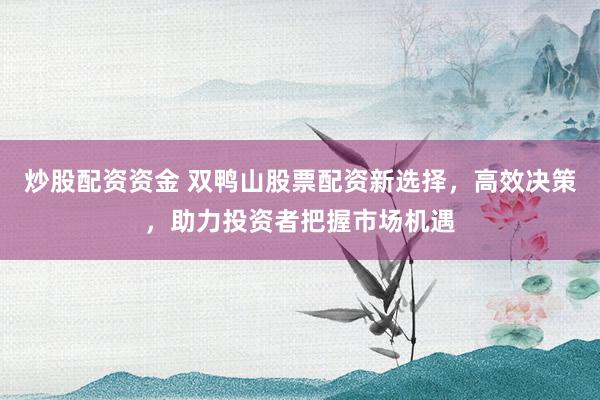炒股配资资金 双鸭山股票配资新选择，高效决策，助力投资者把握市场机遇