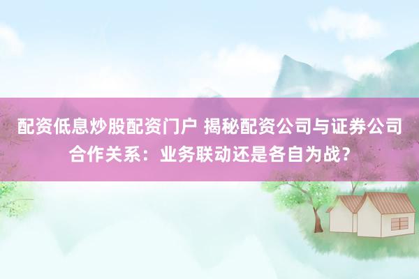 配资低息炒股配资门户 揭秘配资公司与证券公司合作关系：业务联动还是各自为战？