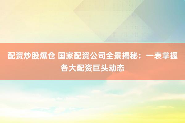 配资炒股爆仓 国家配资公司全景揭秘：一表掌握各大配资巨头动态