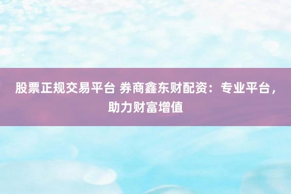 股票正规交易平台 券商鑫东财配资：专业平台，助力财富增值