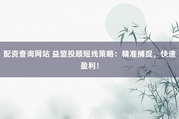 配资查询网站 益盟投顾短线策略：精准捕捉，快速盈利！
