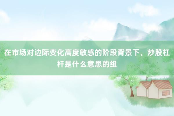 在市场对边际变化高度敏感的阶段背景下，炒股杠杆是什么意思的组