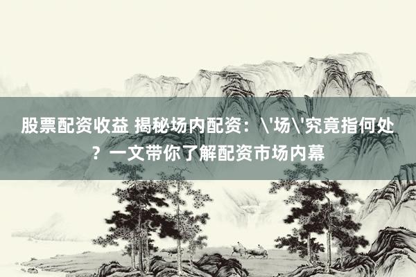 股票配资收益 揭秘场内配资：'场'究竟指何处？一文带你了解配资市场内幕