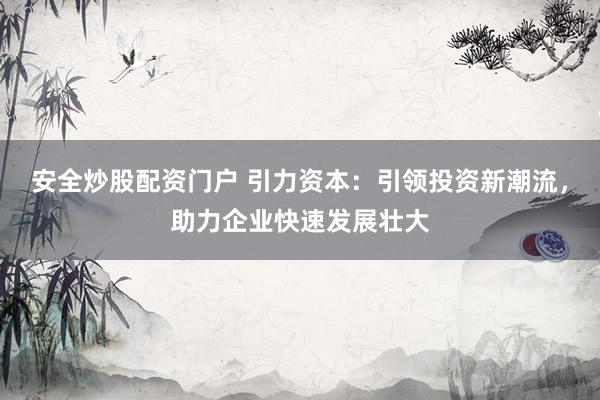 安全炒股配资门户 引力资本:引领投资新潮流,助力企业快速发展壮大