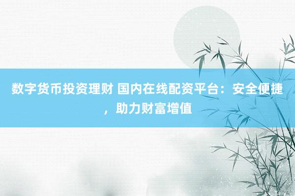数字货币投资理财 国内在线配资平台：安全便捷，助力财富增值