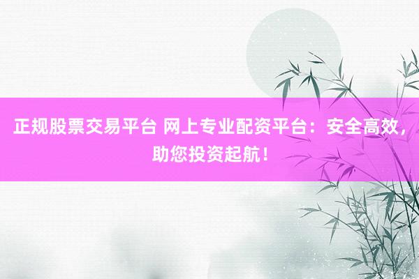 正规股票交易平台 网上专业配资平台：安全高效，助您投资起航！